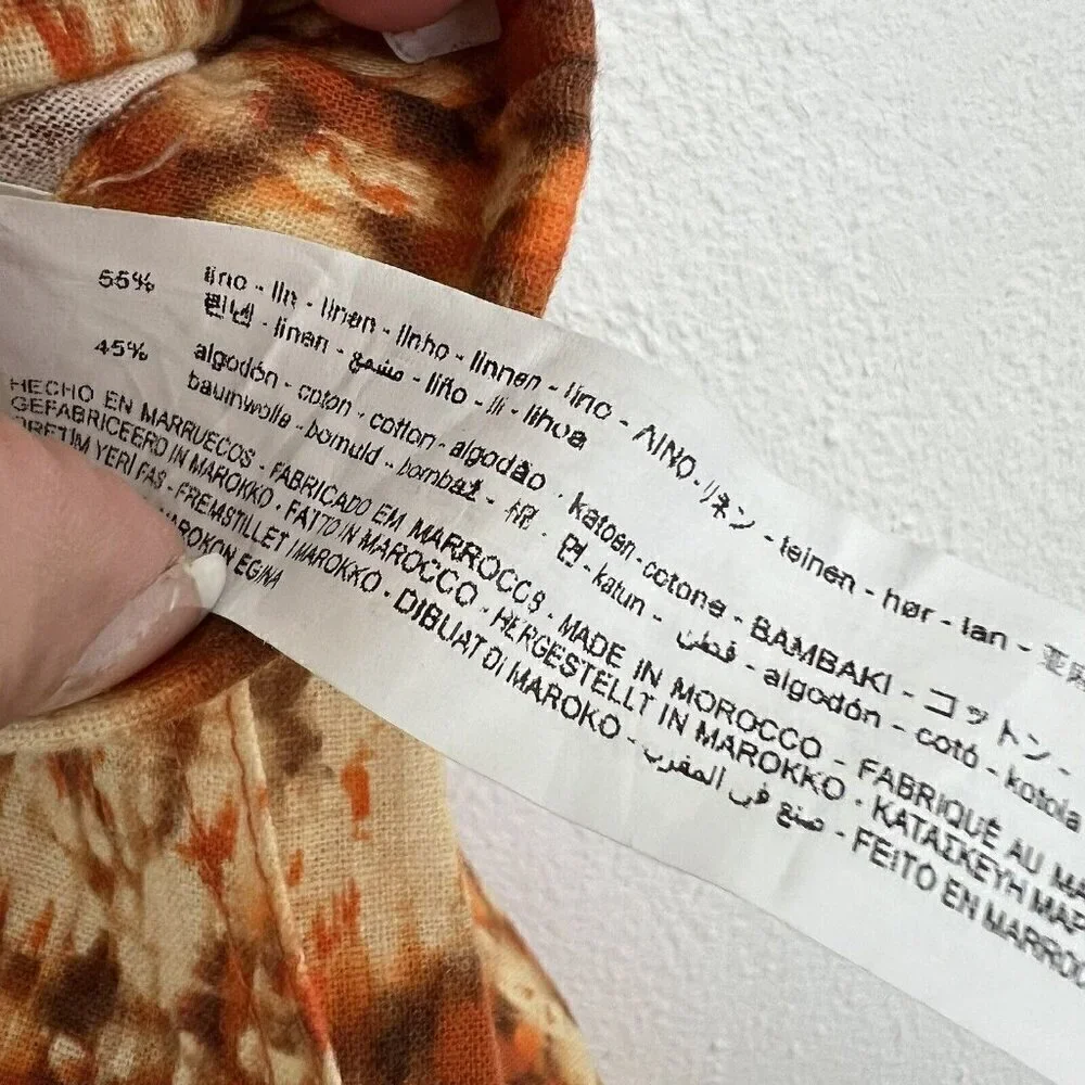 NEW Zara wide leg LINEN Pants XSMALL burnt orange Bohemian